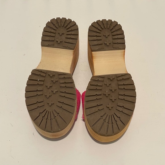 Acata Platform Wedge Sandals 8‎ Pink Raffia Beaded Embellished Slip On Slides - Picture 5 of 6